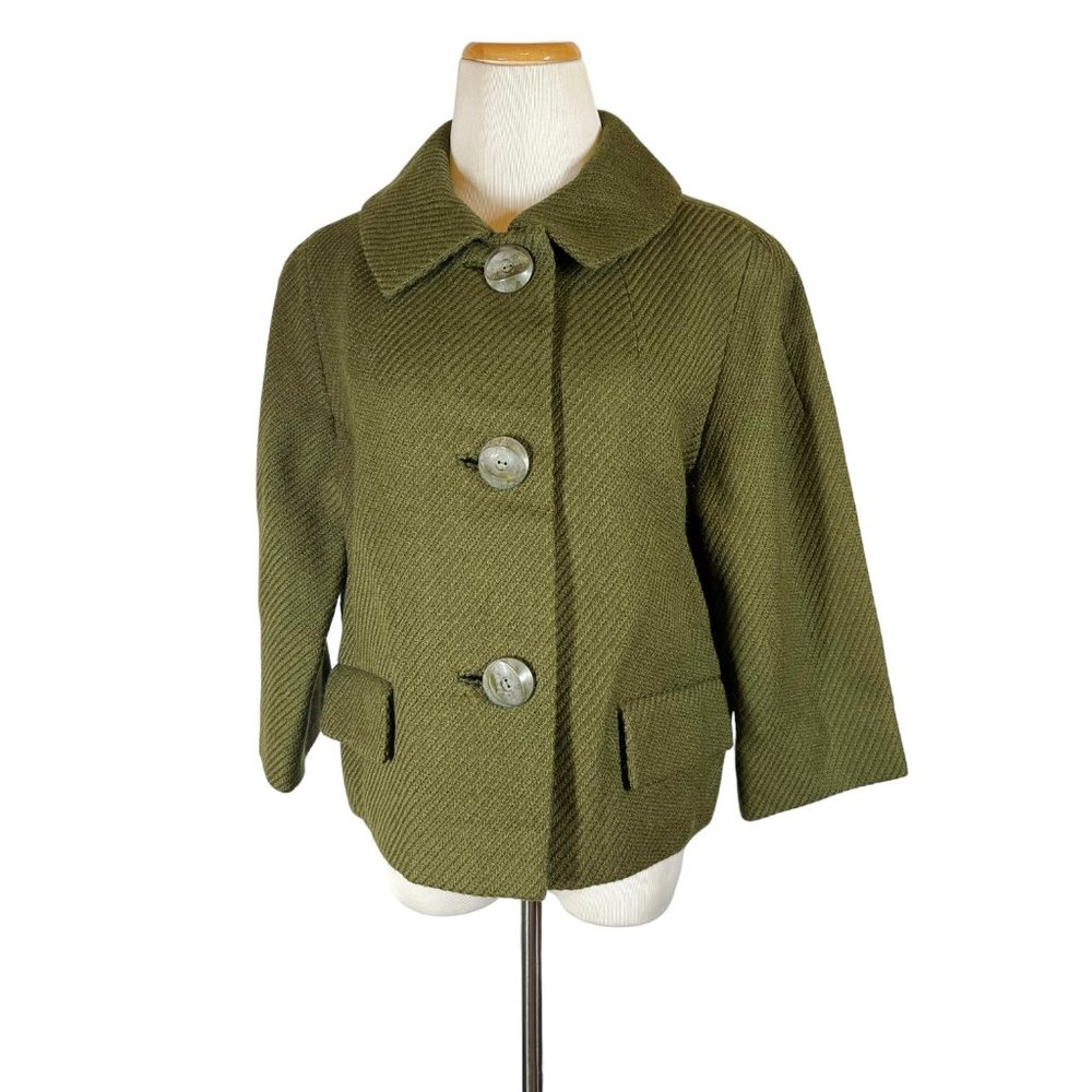 Vintage 1960s Roy H. Bjorkman Cropped Heavy Jacket Button-Front Green